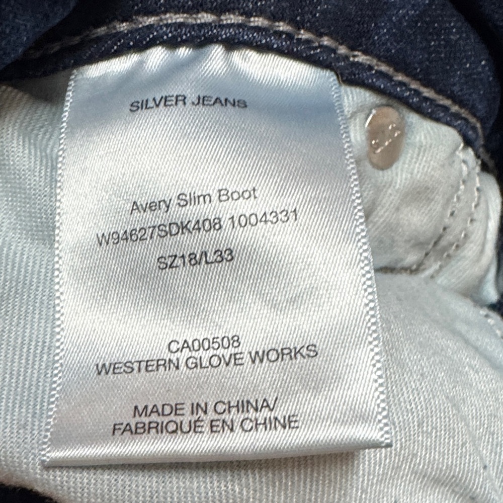 Silver Jeans Avery Slim Boot Women's Dark Blue Jeans 18 18x33 inseam 33 36 - Picture 9 of 9